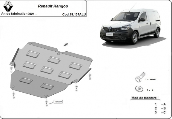 Cache sous moteur et de la boîte de vitesse en aluminium Renault Kangoo