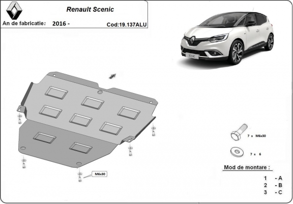 Cache sous moteur et de la boîte de vitesse en aluminium Renault Scenic IV