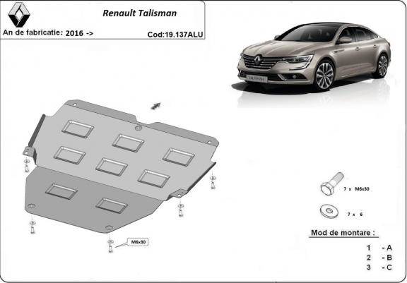 Cache sous moteur et de la boîte de vitesse en aluminium Renault Talisman