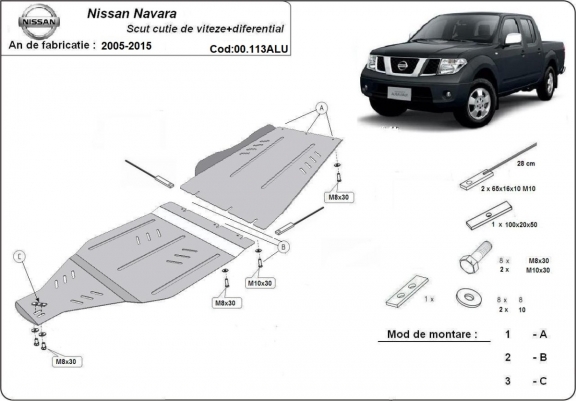 Cache de protection aluminium de la boîte de vitesse Nissan Navara