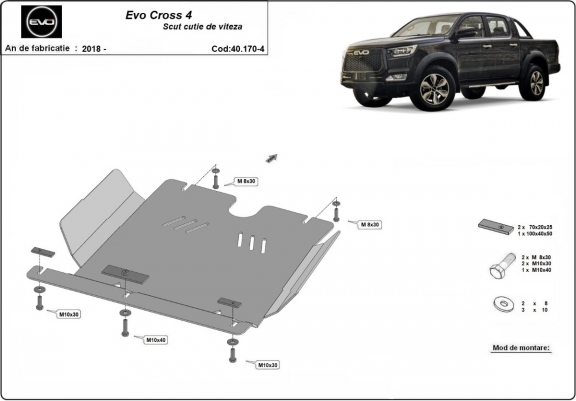 Cache de protection de la boîte de vitesse Evo Cross 4