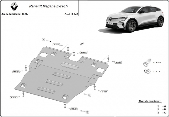 Cache sous moteur et de la boîte de vitesse Renault Megane E-Tech