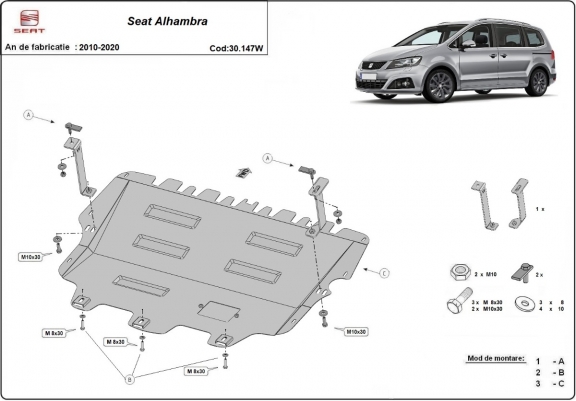 Cache sous moteur et de la boîte de vitesse Seat Alhambra - Webasto
