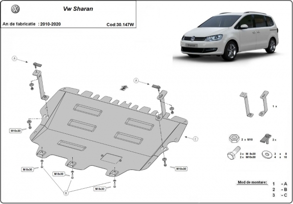 Cache sous moteur et de la boîte de vitesse Volkswagen Sharan - Webasto