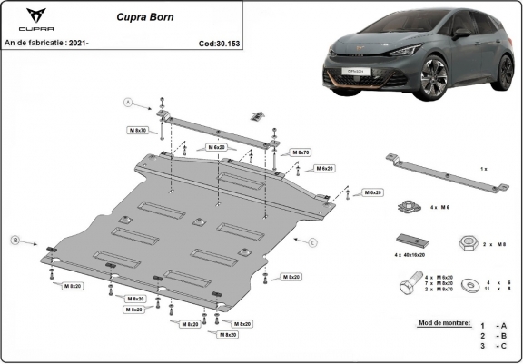 Cache sous moteur et de la boîte de vitesse Cupra Born
