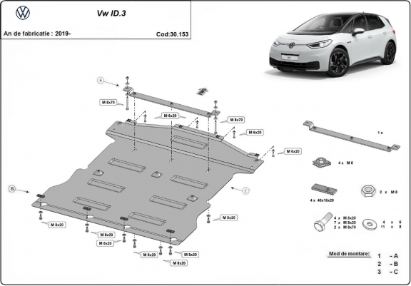 Cache Sous Moteur Volkswagen ID 3