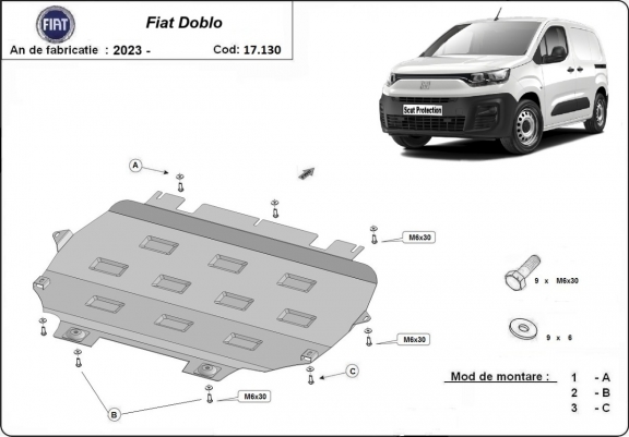 Cache sous moteur et de la boîte de vitesse Fiat Doblo