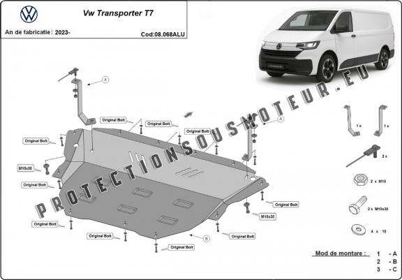 Cache sous moteur et de la boîte de vitesse en aluminium Volkswagen Transporter T7 Van