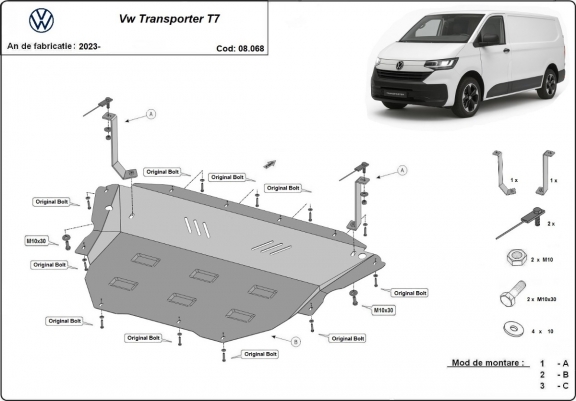 Cache sous moteur et de la boîte de vitesse Volkswagen Transporter T7 Van