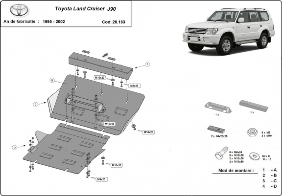 Cache sous moteur et de la radiateur Toyota Land Cruiser J90 / J95