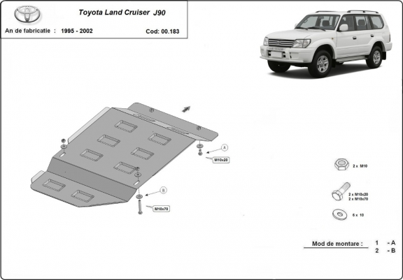 Cache de protection de la boîte de vitesse Toyota Land Cruiser J90 
