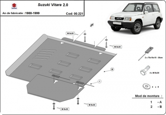 Cache de protection de la boîte de vitesse Suzuki Vitara 2.0