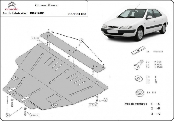 Cache sous moteur et de la boîte de vitesse Citroen Xsara