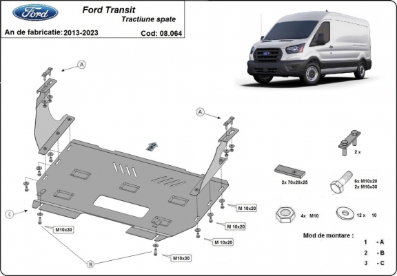 Cache sous moteur et de la boîte de vitesse Ford Transit - Propulsion