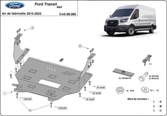 Cache sous moteur et de la boîte de vitesse Ford Transit - 4x4