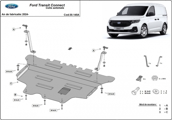Cache sous moteur et de la boîte de vitesse Ford Transit Connect- Boîte de vitesse automatique