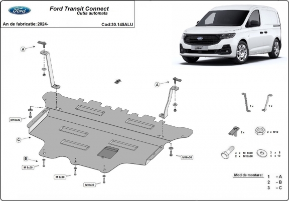 Cache sous moteur et de la boîte de vitesse Ford Transit Connect - Aluminium
