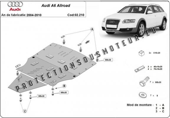 Cache sous moteur et de la boîte de vitesse Audi A6 Allroad 2 - sans latéraux Cache sous moteur et de la boîte de vitesse Audi A6 Allroad 2 - sans latéraux