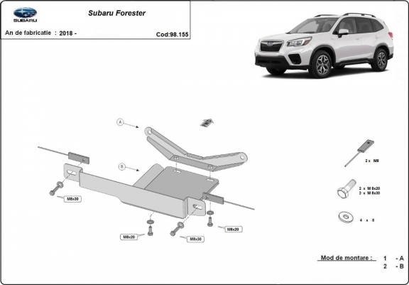 Cache de protection du différentiel Subaru Forester