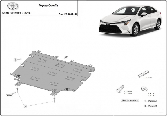 Cache sous moteur et de la boîte de vitesse Toyota Corolla- Aluminium  