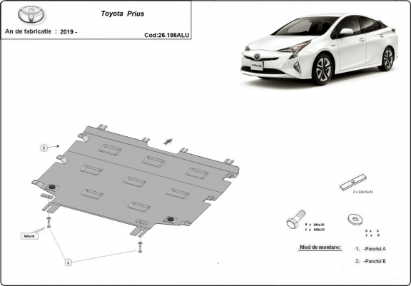 Cache sous moteur et de la boîte de vitesse Toyota Prius- Aluminium  