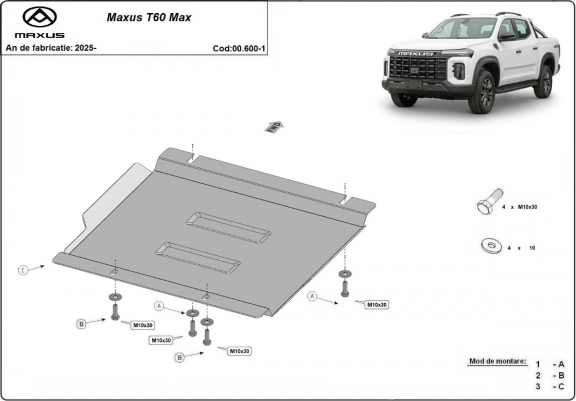 Cache de protection de la boîte de vitesse Maxus T60 Max