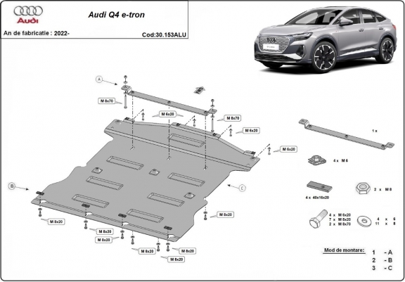 Cache sous moteur et de la boîte de vitesse en aluminium Audi Q 4 e-tron