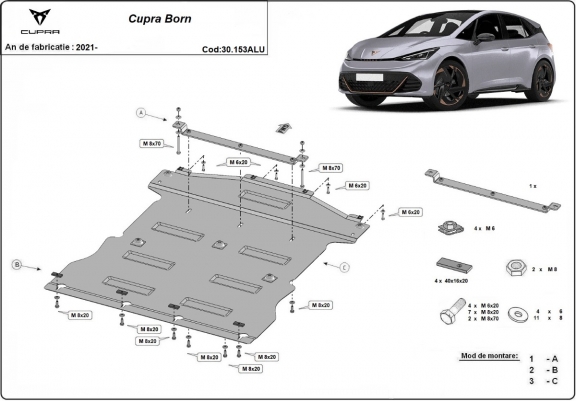 Cache sous moteur et de la boîte de vitesse en aluminium Cupra Born