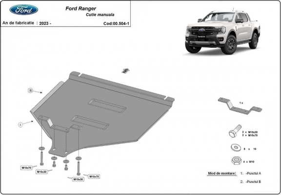 Cache de protection de la boîte de vitesse manuelle Ford Ranger