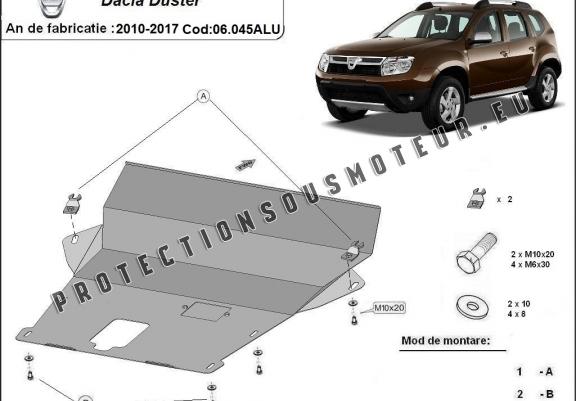 Cache sous moteur et de la boîte de vitesse en aluminium Dacia Duster Cache sous moteur et de la boîte de vitesse en aluminium Dacia Duster