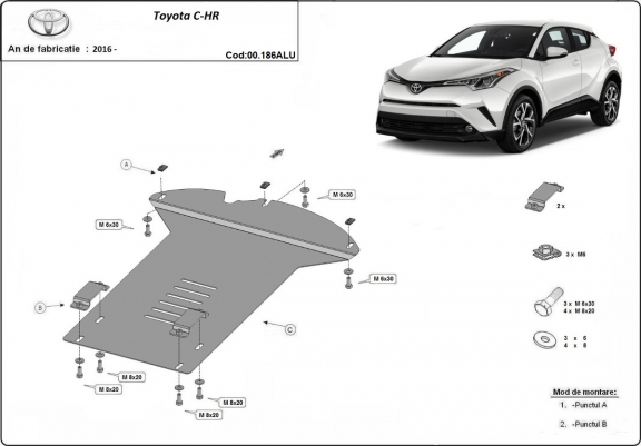 Protection convertisseur catalytique/cat lock  en aluminium Toyota C-HR