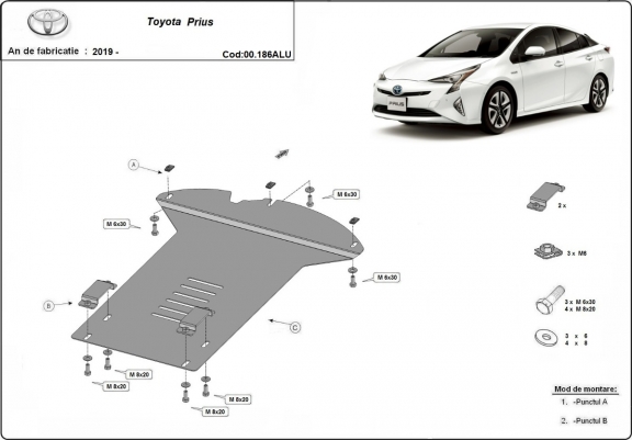 Protection convertisseur catalytique/cat lock  en aluminium Toyota Prius