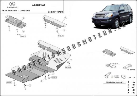 Cache Sous Moteur Lexus GX - Aluminium