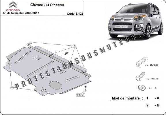 Cache sous moteur et de la boîte de vitesse Citroen C3 Picasso Cache sous moteur et de la boîte de vitesse Citroen C3 Picasso