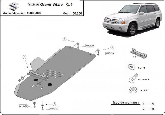 Cache de protection de la boîte de vitesse Suzuki Grand Vitara XL-7 