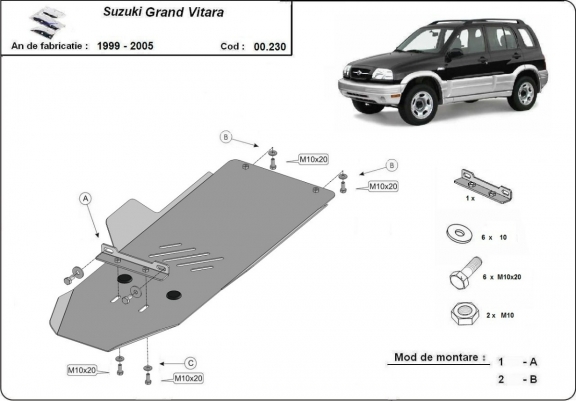 Cache de protection de la boîte de vitesse Suzuki Grand Vitara 