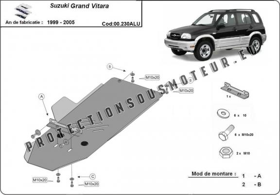 Cache de protection aluminium de la boîte de vitesse Suzuki Grand Vitara Cache de protection aluminium de la boîte de vitesse Suzuki Grand Vitara