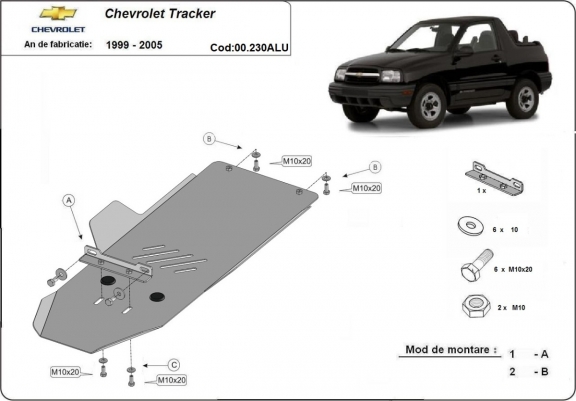 Cache de protection aluminium de la boîte de vitesse Chevrolet Tracker