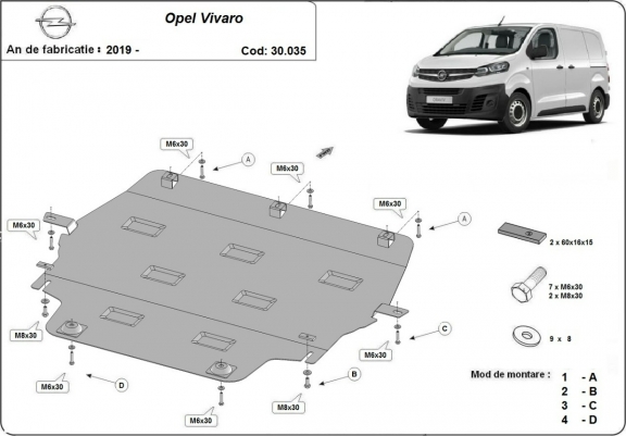 Cache sous moteur et de la boîte de vitesse Opel Vivaro C 