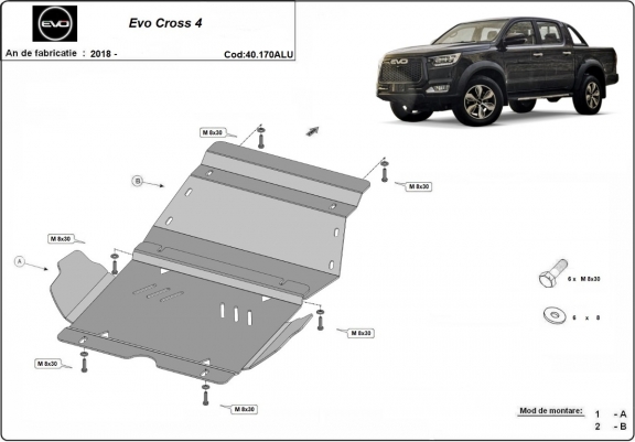 Cache sous moteur Evo Cross 4 Aluminium