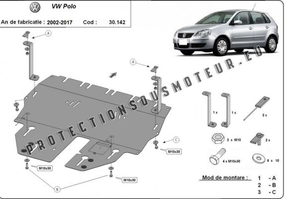 Cache sous moteur et de la boîte de vitesse VW Polo Essence