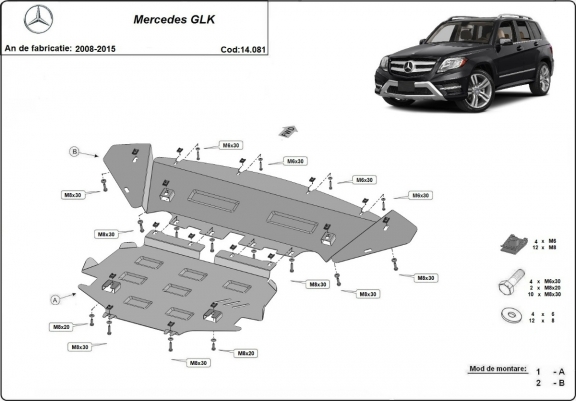 Cache sous moteur et de la boîte de vitesse  Mercedes GLK X204