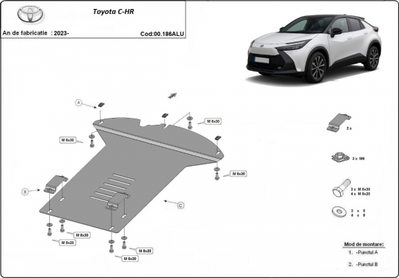 Protection convertisseur catalytique/cat lock  en aluminium Toyota C-HR