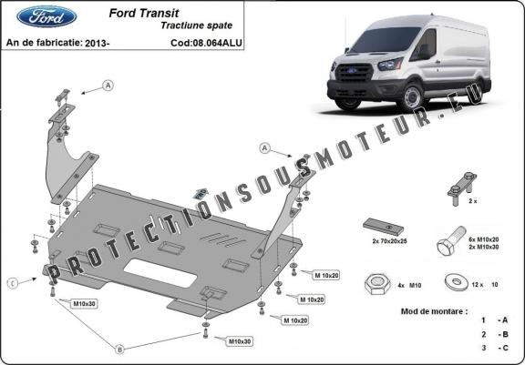Cache sous moteur et de la boîte de vitesse Ford Transit RWD- Aluminium