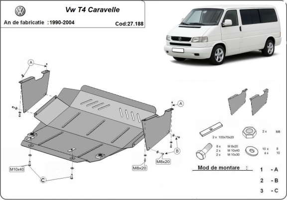 Cache sous moteur et de la boîte de vitesse Transporter T4 Caravelle