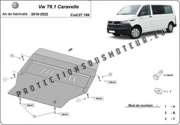 Cache sous moteur et de la boîte de vitesse Volkswagen Transporter T6.1 Caravelle