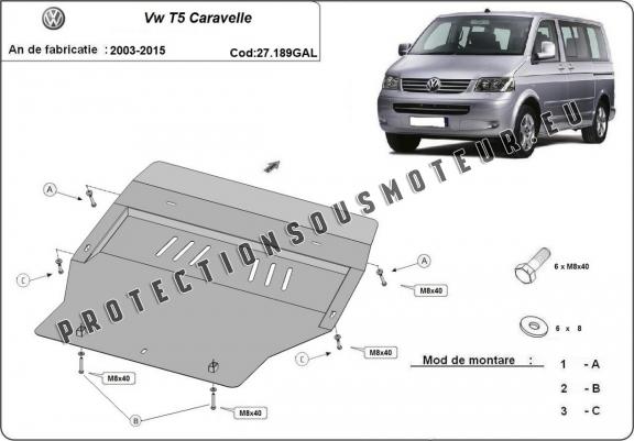 Acier galvanisé cache sous moteur et de la boîte de vitesse Volkswagen Transporter T5 Caravelle