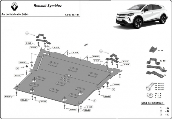 Cache sous moteur et de la boîte de vitesse Renault Symbioz 