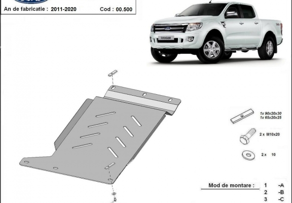 Cache de protection de la boîte de vitesse Ford Ranger