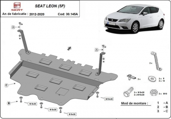 Cache sous moteur et de la boîte de vitesse Seat Leon Mk3 - Boîte de vitesse automatique 